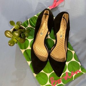 Boden Black Suede Pointed Toe Heels